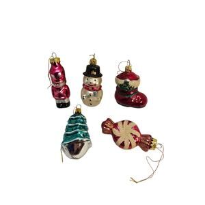 Vintage Blown Glass Christmas Ornaments Lot Of 5‎